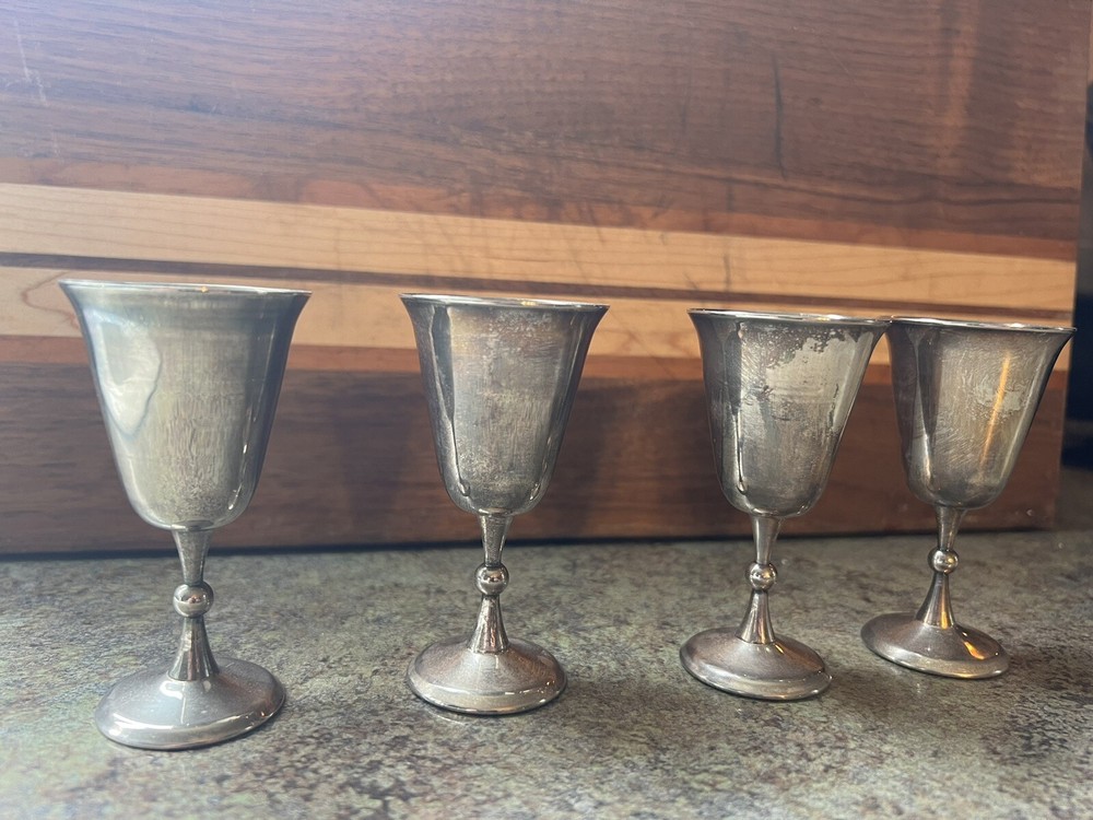 Vintage Silver Plate Mini Goblets Set Of 4.