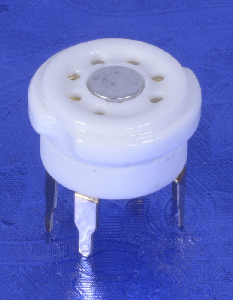 7 Pin PC Mount Ceramic & Gold Tube Socket, #77431
