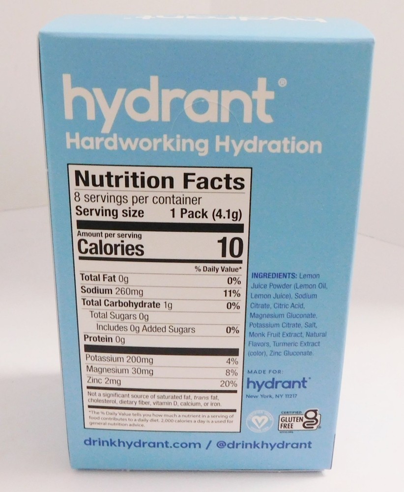 Hydrant Individual Hydration Electrolyte Powder Stick 48 Packets 6x8 bbd 4/26