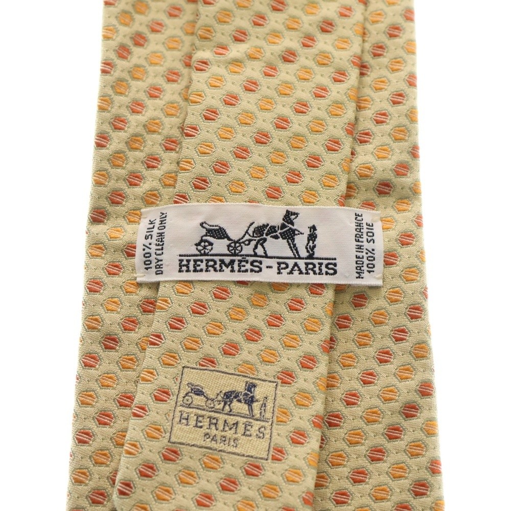 Hermes All-Over Pattern Silk Tie Yellow