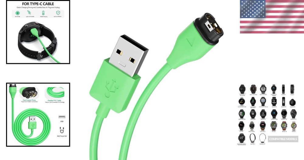 High-Quality USB Charging Cable for Garmin Smartwatches - Fast Charge Technology