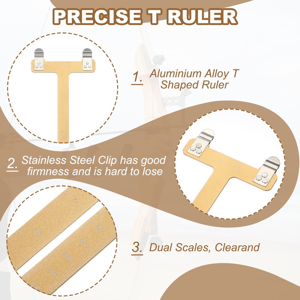 Archery Bow Square, T-Shape Ruler Turning Bow String Measurement Tool Yellow