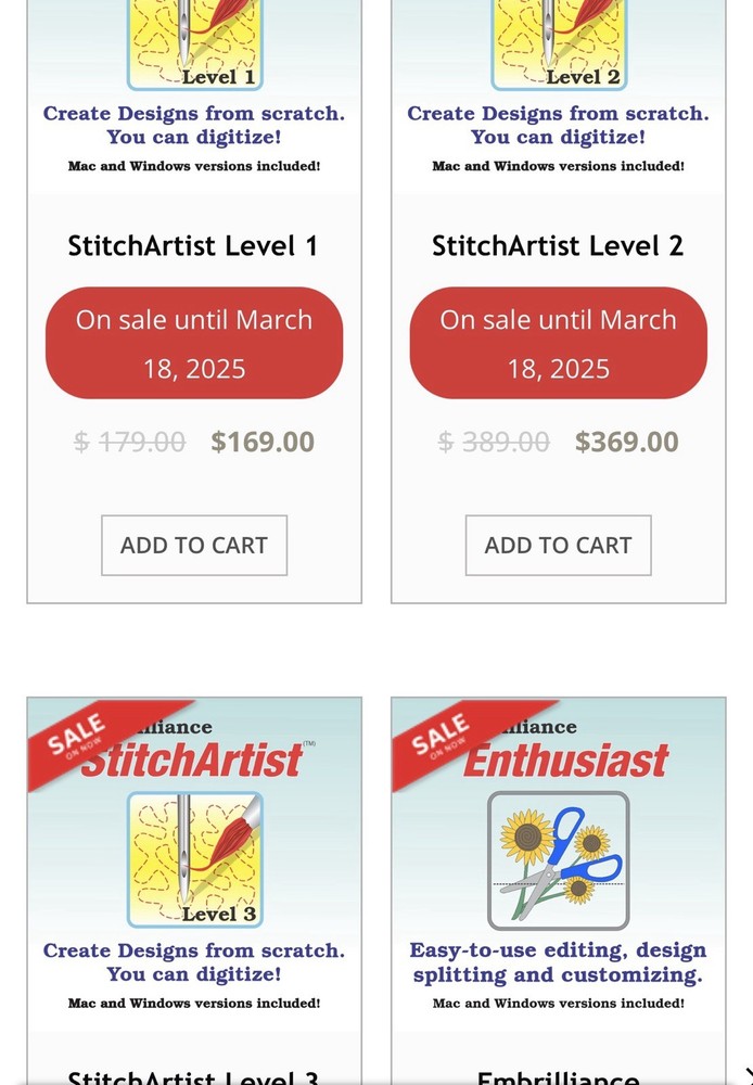 Embrilliance Enthusiast Embroidery Software for Win&Mac Editing Sizing Splitting