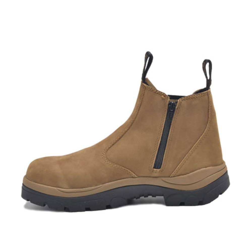 Wide Load 390TZN - Soft Toe Taupe Elastic Sided Boot + Zip