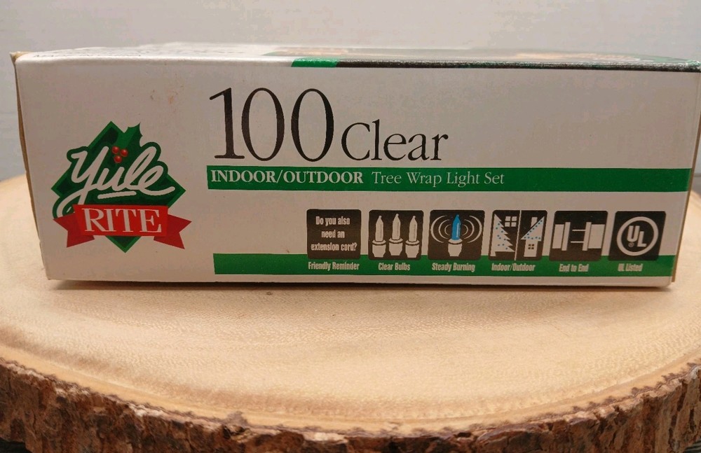 YULE RITE CHRISTMAS STRING LIGHTS100 clear Lights Tree/Shrub Wrap Light set-P