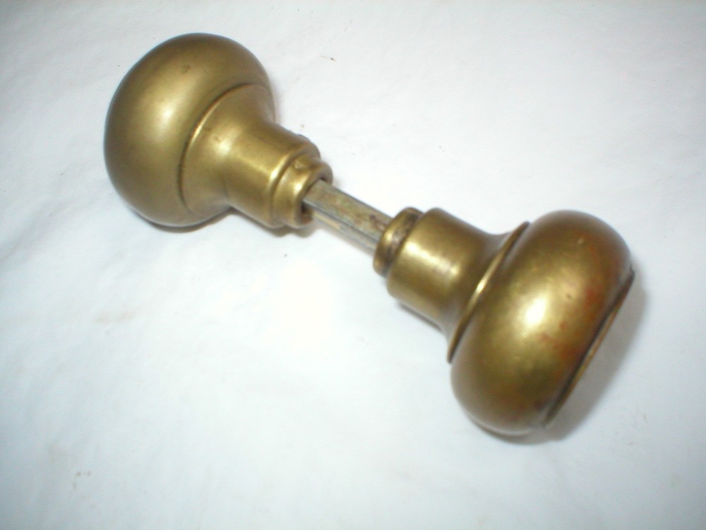 Antique Solid Brass Doorknob Pair
