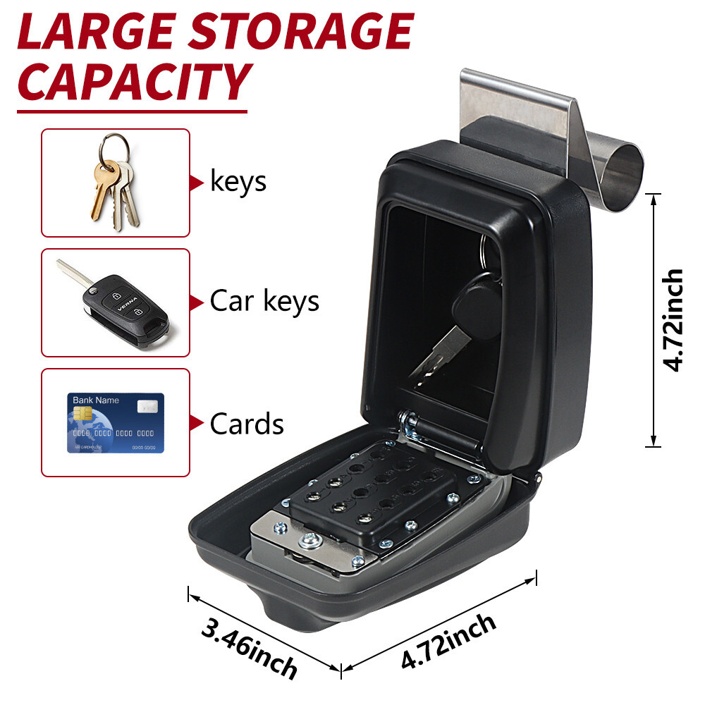 Metal Window Mount Lockbox Keysafe Sturdy Waterproof Large Capacity Lock Box