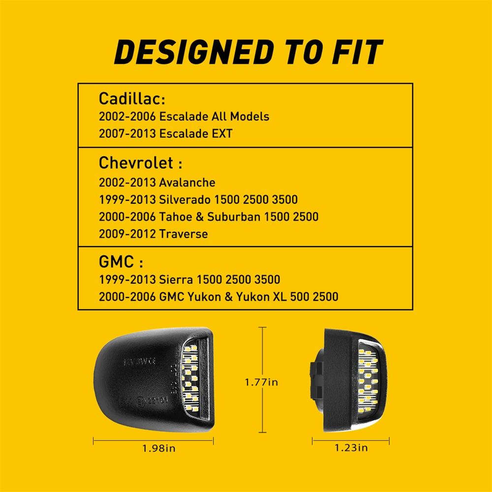 White LED License Plate Tag Light for Chevy Silverado 1500/2500/3500 1999-2013