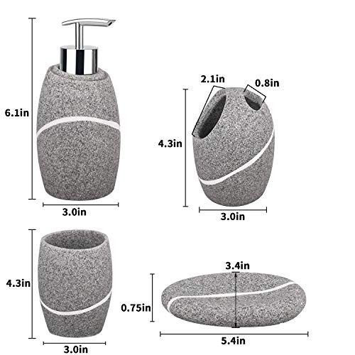 Bathroom Accessory Set,4 Pieces Bathroom Decor Accessories Complete Set Granite