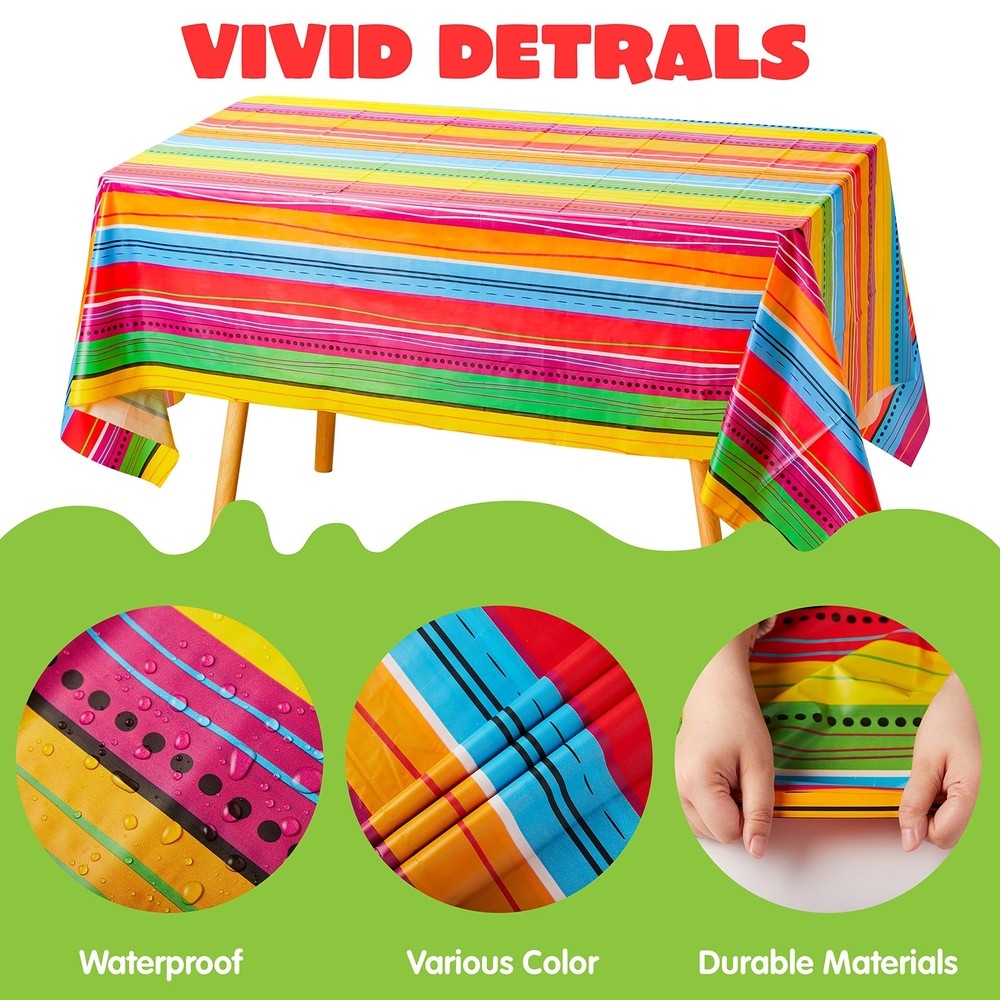 JOYIN 6 pcs Cinco De Mayo Printed Plastic Tablecover Multicolor, Multi Color