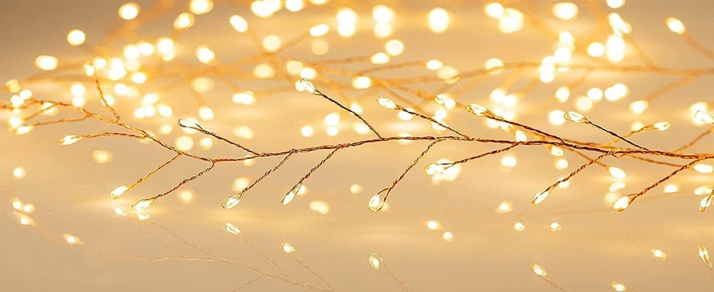 Fairy Lights Plug In 39Ft 600 Led Cluster Lights Waterproof String Light Warm WT