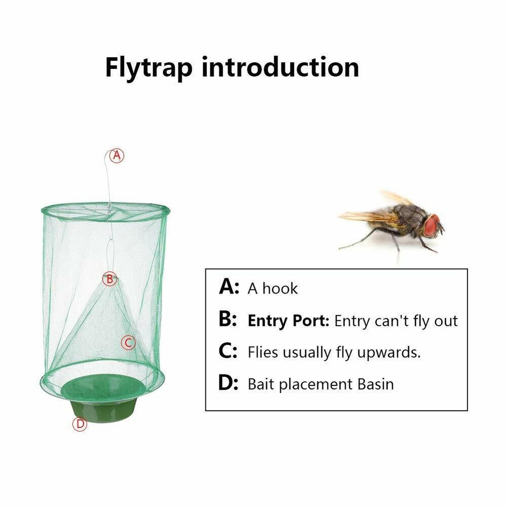 4PACK The Ranch Fly Trap Reusable Fly Killer Cage Net Trap Pest Bug Catcher