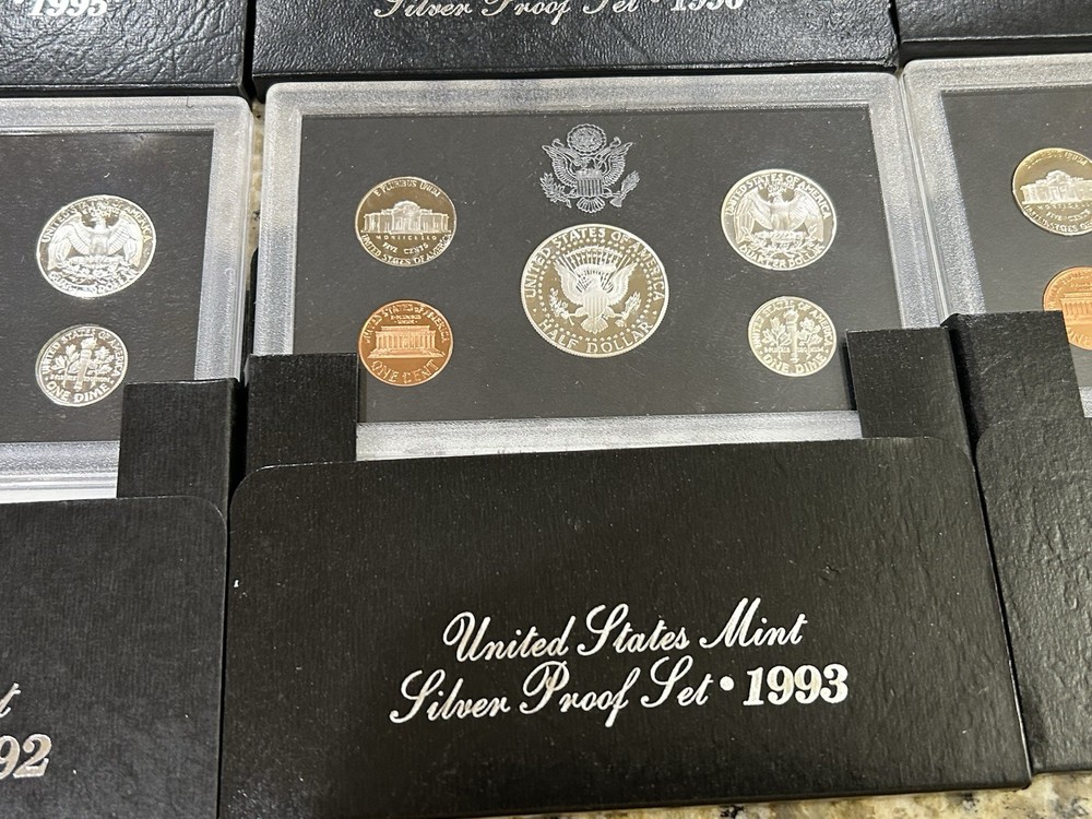 1992-1998 SILVER PROOF SET-COMPLETE RUN-90 % SILVER..7 Silver Sets..