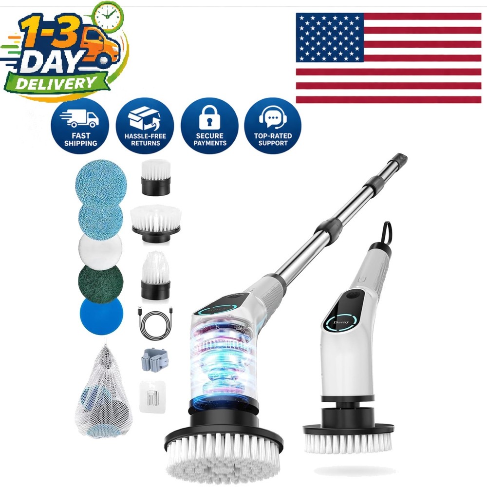 Electric Spin Scrubber for Easy Cleaning | 2-Speed, Extendable Handle Included