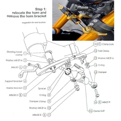 Adjustable Steering Damper Stabilizer with Mount Bracket Compatible with Black