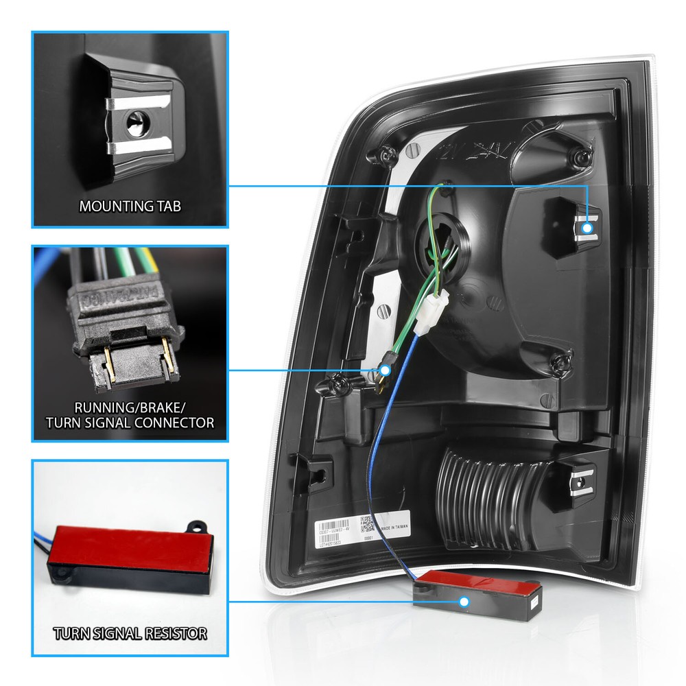 2009-2018 For Dodge Ram 1500 2500 3500 LED Light Bar Chrome Tail Light L+R