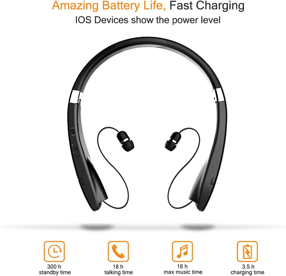Foldable Bluetooth Headset, Beartwo Lightweight Retractable Bluetooth Headphones