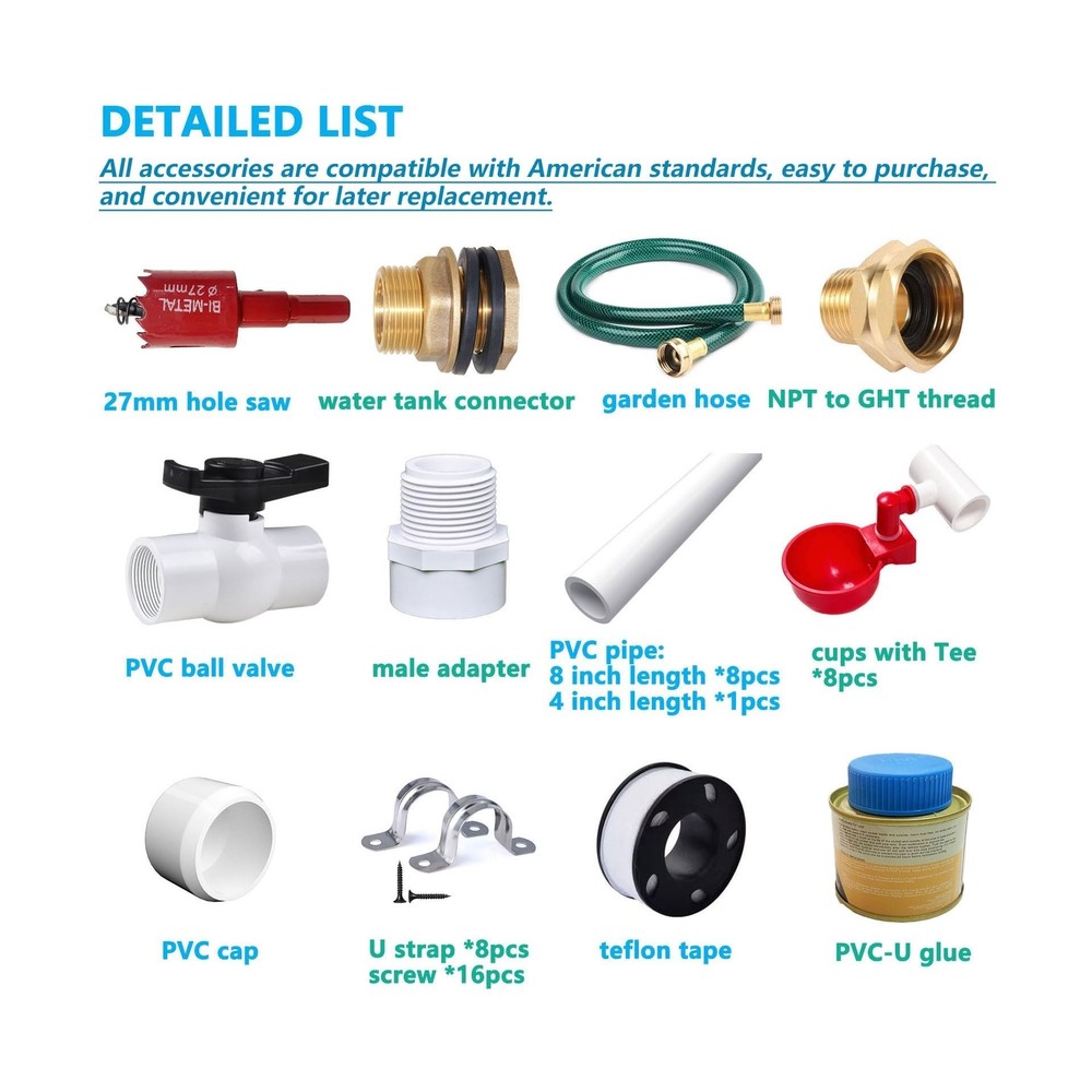Automatic Chicken Watering System with PVC Pipe (Real Complete Set ... Fast Ship