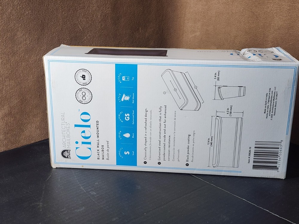 Architectural Mailboxes | Cielo ~ Black Wall Mounted Mailbox