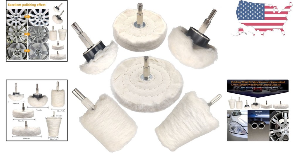Multi-Shape Buffing Wheels for Electric Drill - 6 Cotton Pads for All Materials