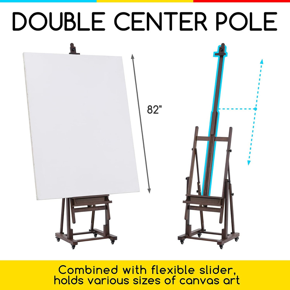 Extra Large H-Frame Studio Easel - Solid Beech Wooden Artist Professional Heavy-