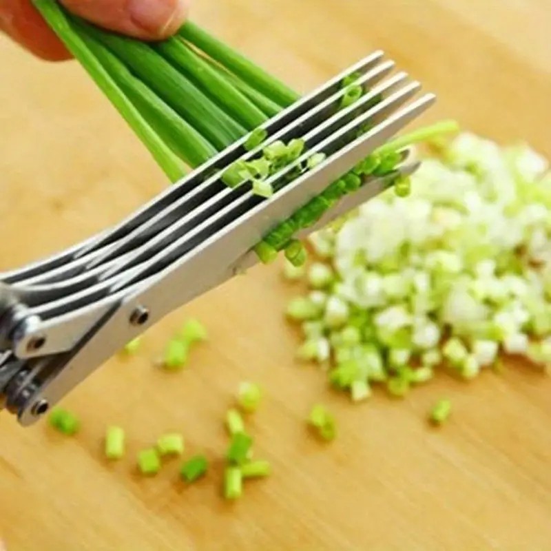 Stainless Steel 5 Blade Professional Shredding Scissors Sharp Herb Kitchen Tool