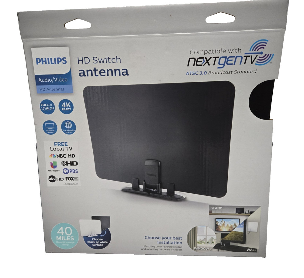 PHILIPS HD Switch Antenna (40 Mile Range) NEW