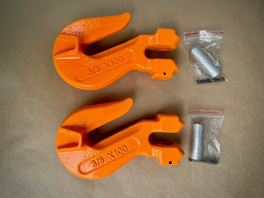 TWO:  3/8" X 100, Grade 100 Clevis Grab Hook. NEW
