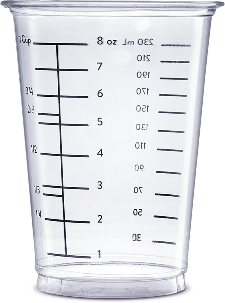25 Pack Disposable Plastic Measuring Cups for Baking Cooking Epoxy Resin Mixing