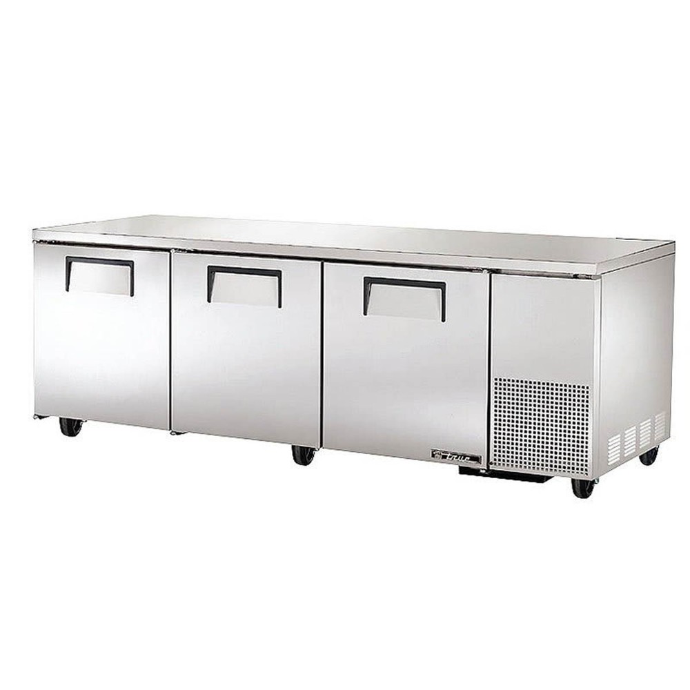 True TUC-93-HC 93" 3-Section Undercounter Refrigerator w/ 3 Solid Doors