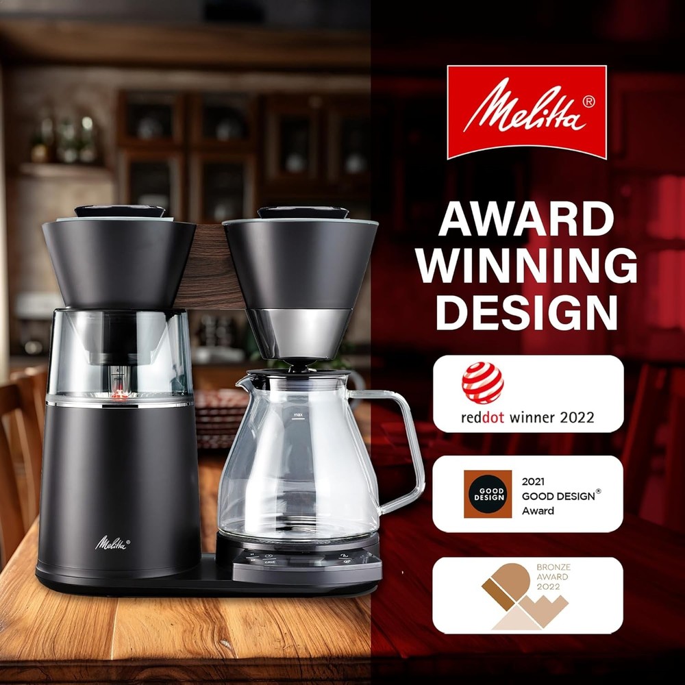 Melitta Vision 12-Cup Automatic Drip Coffee Maker with 5-Pack Filters - Black