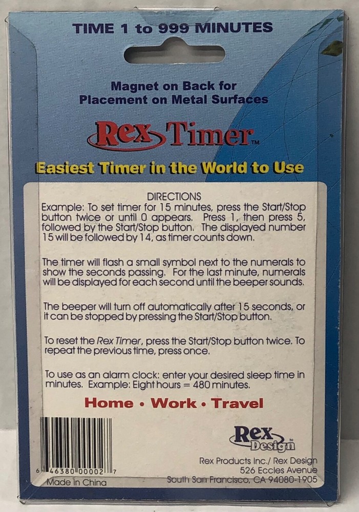 Rex Timer Yellow digital countdown Timer Easy to read home work Travel