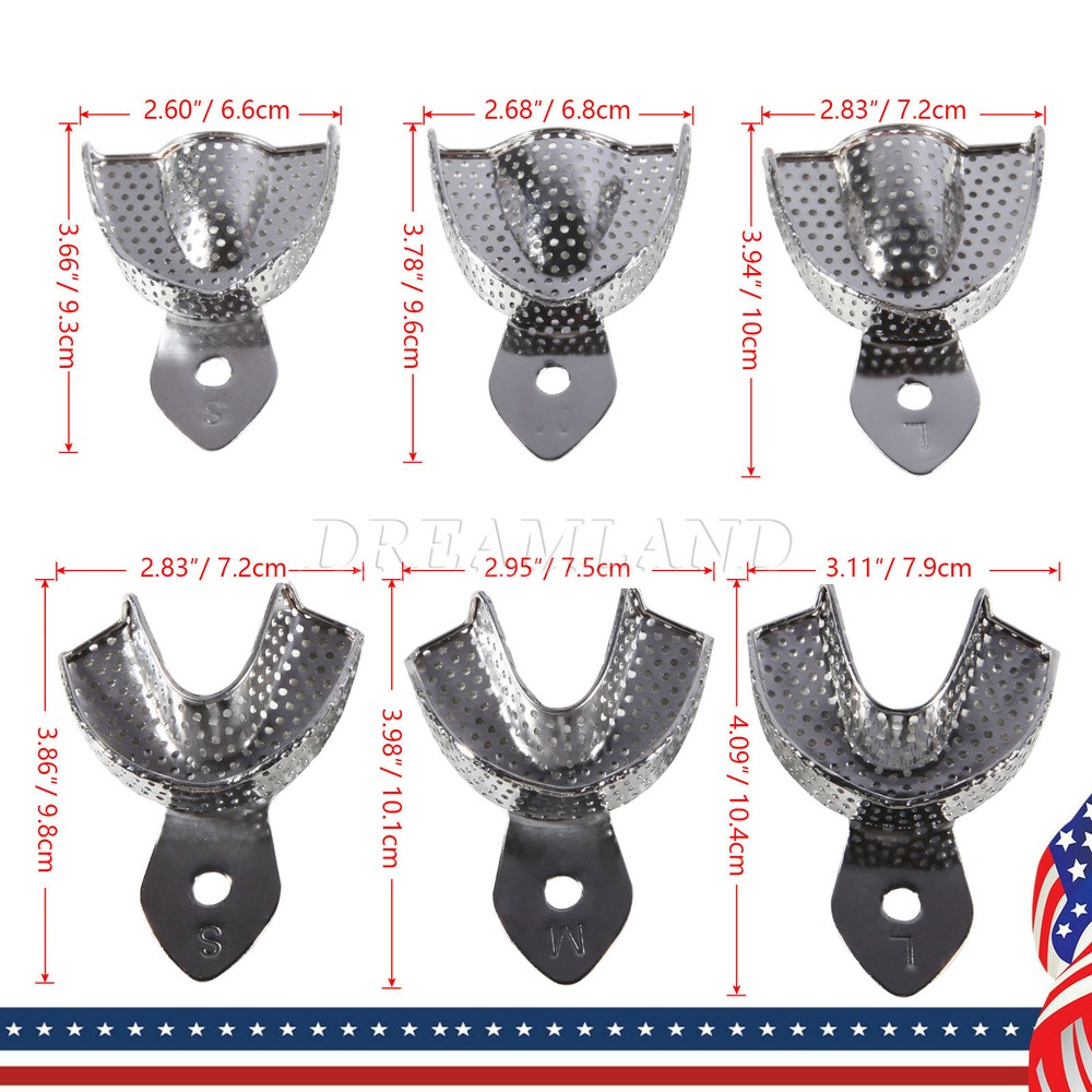 Dental Impression Trays Lower Upper Perforated 6 Pcs/Box