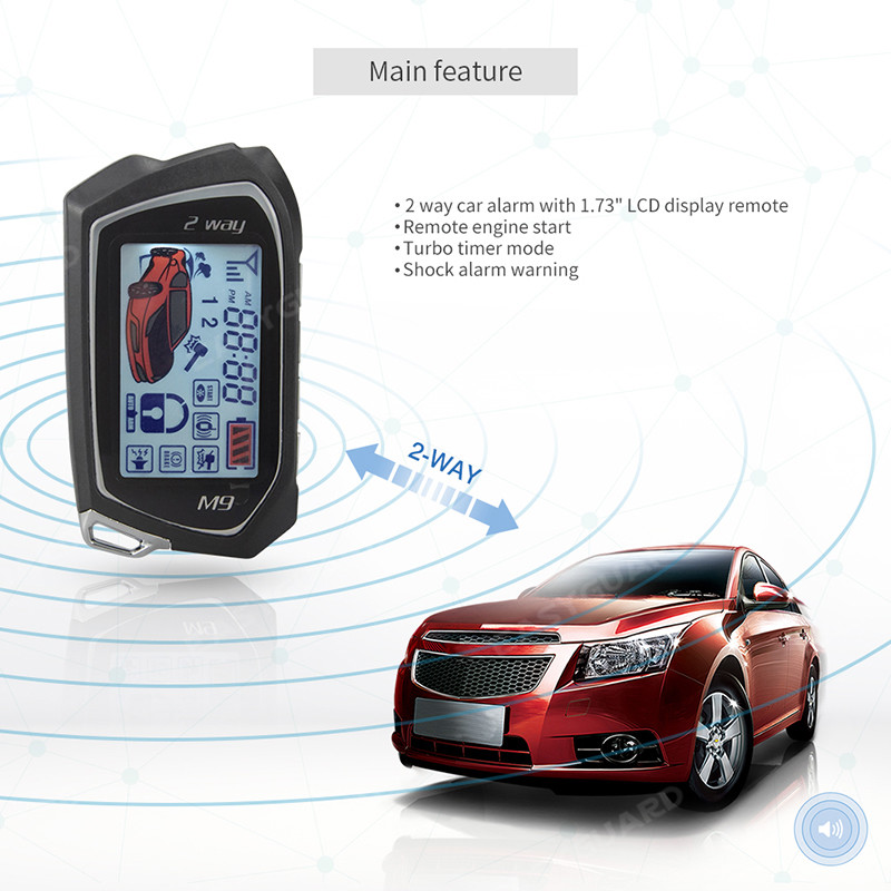 EASYGUARD 2 Way Car Alarm System LCD Pager Display auto Start push engine stop