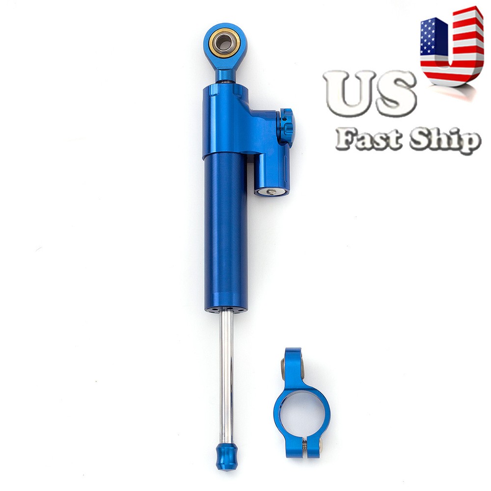Motorcycle Steering Damper Linear Stabilizer Universal Safety Control Blue 1xpcs