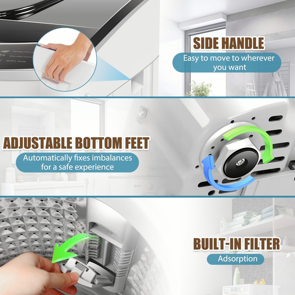 Full Automatic Washing Machine 17.8Lbs Compact Laundry Washer with Drain Pump