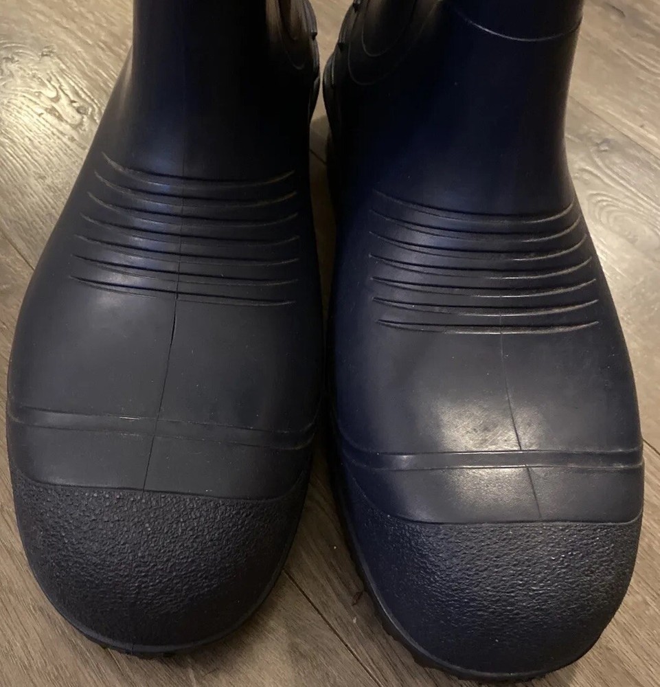Boot Plain Toe Cleated Boot Pull On Rubber 16” Blue Men's Sz 13 Made In USA EUC
