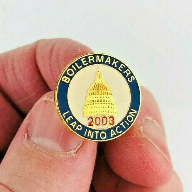 Bastian Boilermaker Union Lapel Hat Pin - Leap into Action 2003 Button  *Ea3