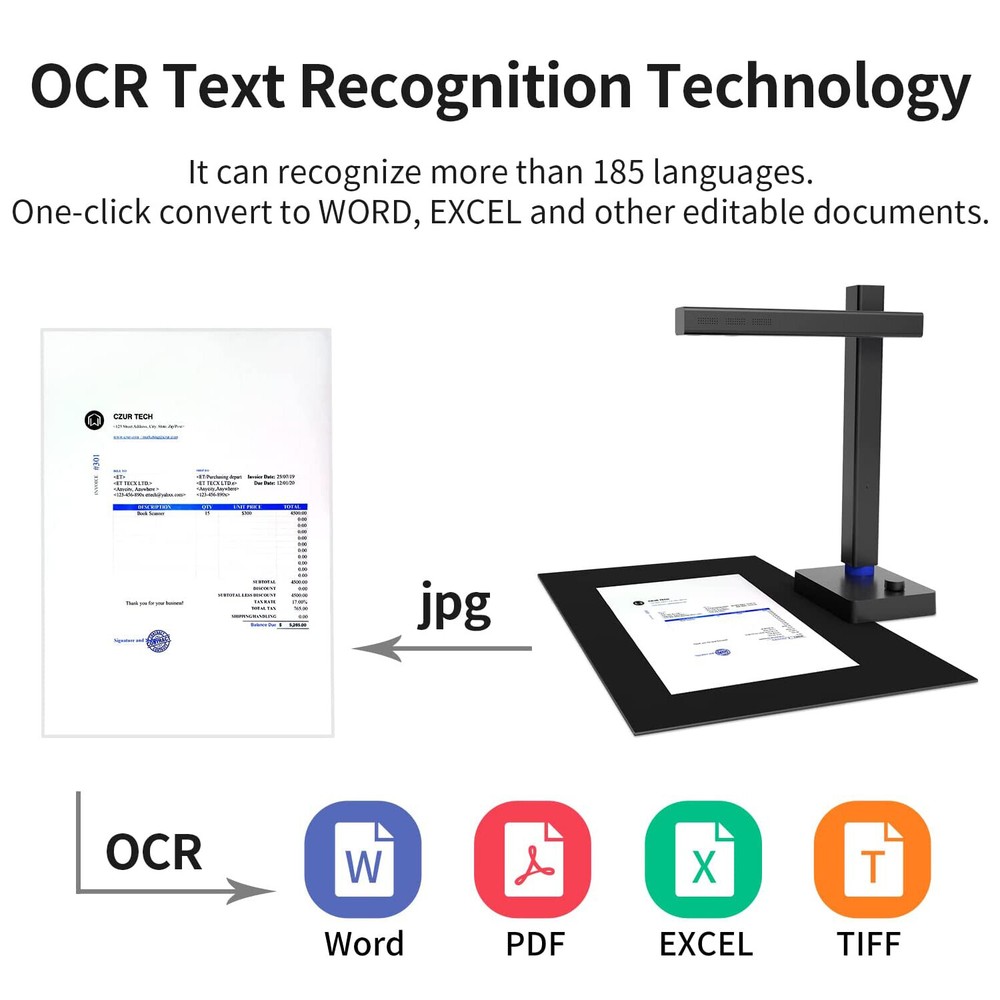 OPEN BOX CZUR Shine 800 High-Speed Document Camera Smart Scanner Mac OS/Windows