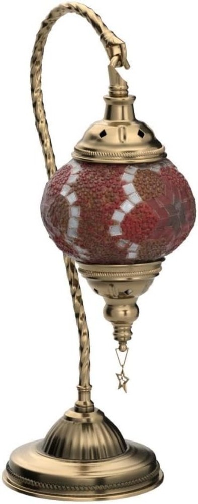 Artistic Moroccan Bedside Lamp with Bronze Base - Remote Control & LED Included