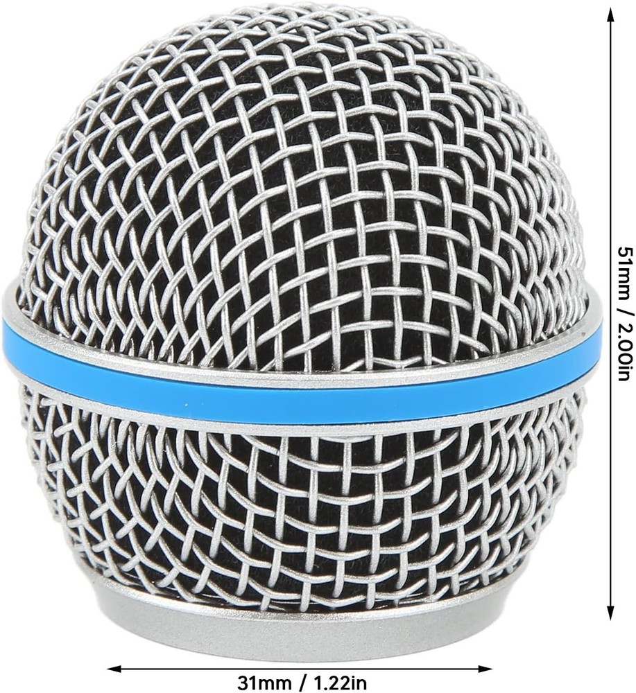 Microphone Grill, Replacement Steel Mesh Grill Head for Beta58A...