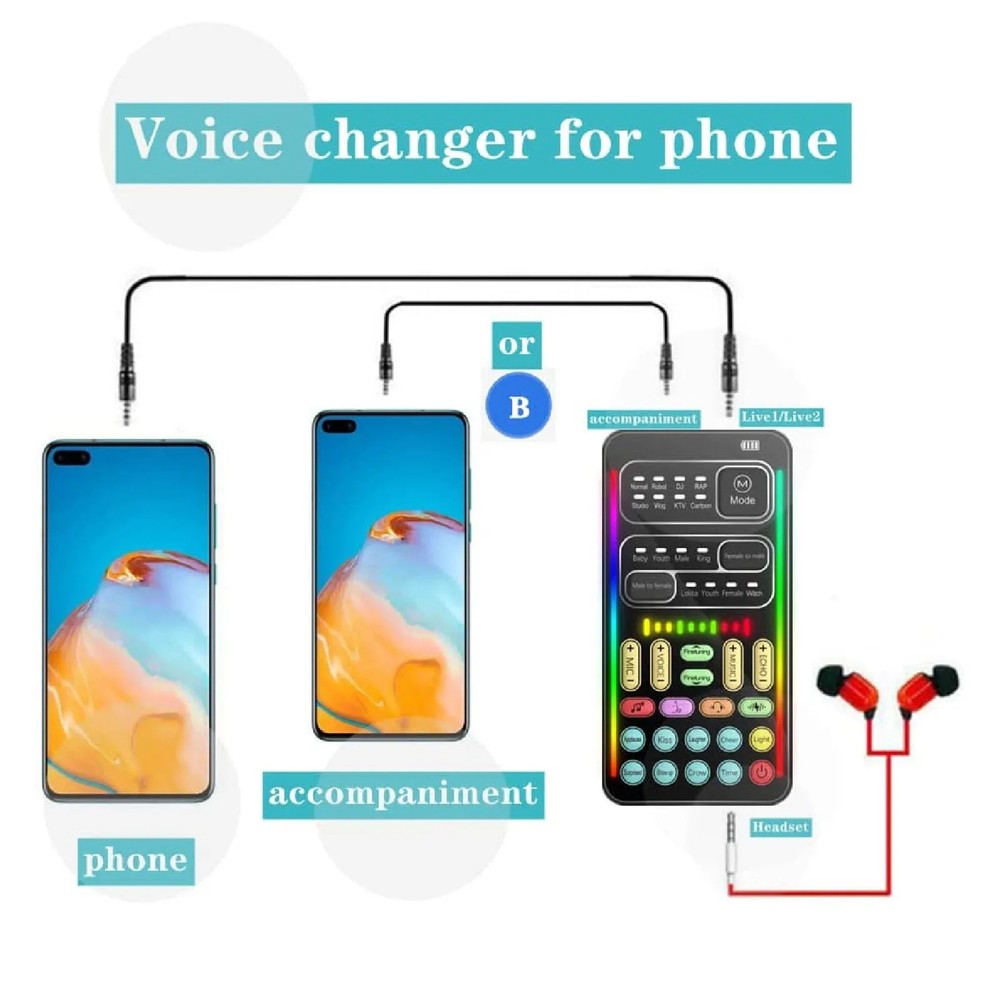 Voice Disguiser Multiple Connection Modes Black Handheld Voice Changer 8 Built i