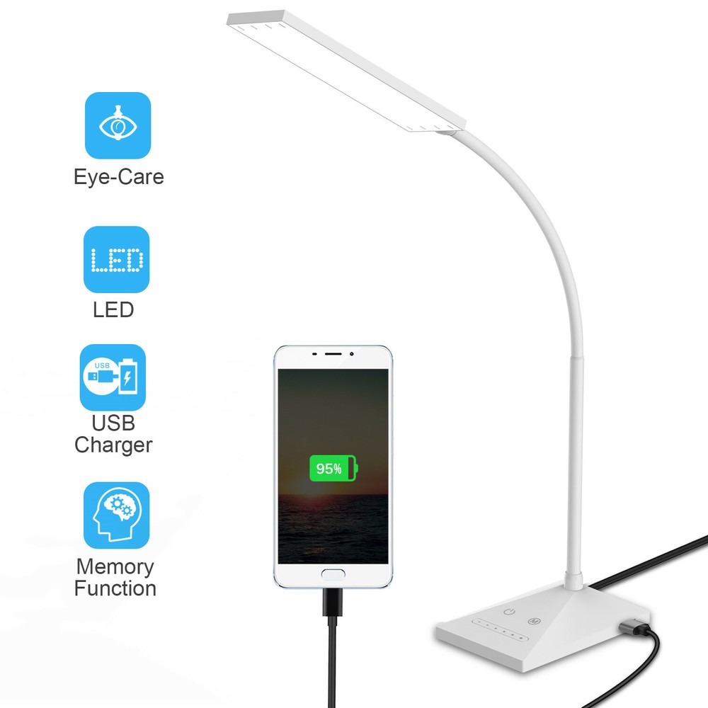 5 Modes 72 LED Touch Sensor Desk Lamp Table Light Eye-Caring Reading USB Port