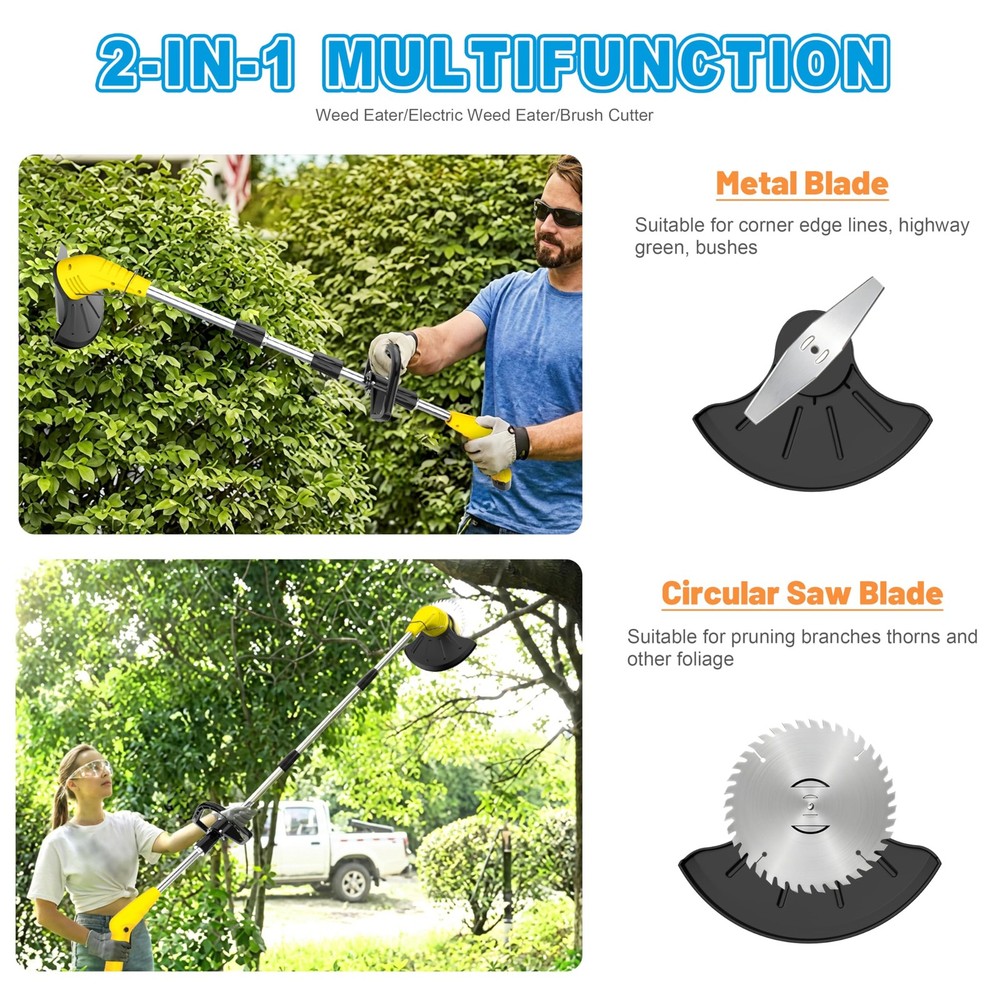 Electric Weed Wacker Cordless, 12V Battery Powered Weed Eater Cordless with A...