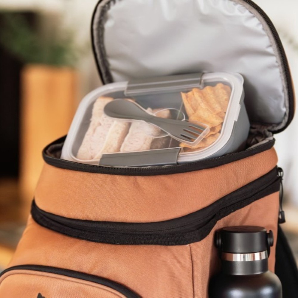 15 qt 20-Can Soft-Sided Cooler Backpack Adjustable Shoulder Straps Brown