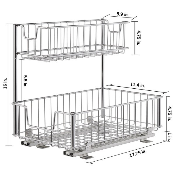 TRINITY Wire Undersink Organizer with Slide - 1806291 - 18" L x 16" H x 12" W