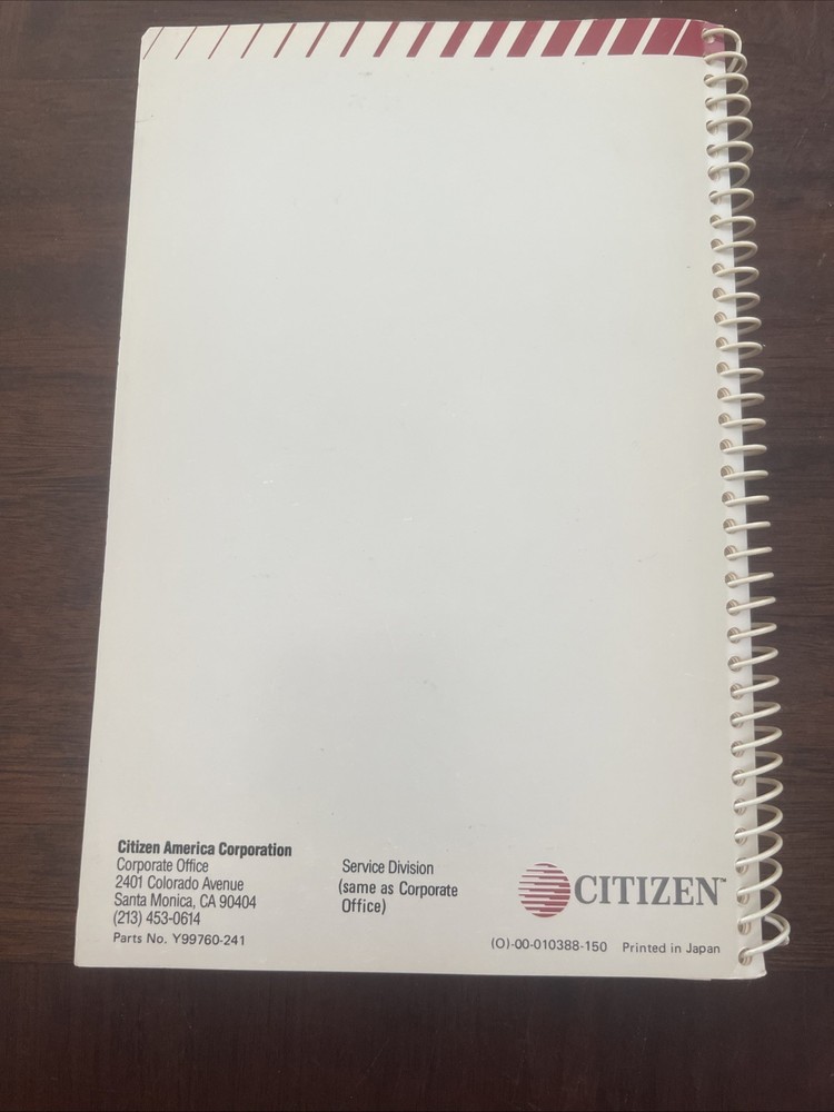Citizen 180-D Printer - Manual / Users Guide / Instructions Book