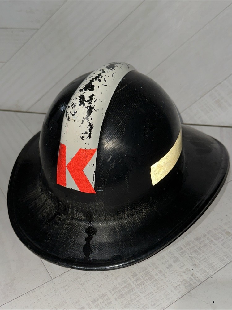 Vintage Black Fireman's Helmet 7 1/4