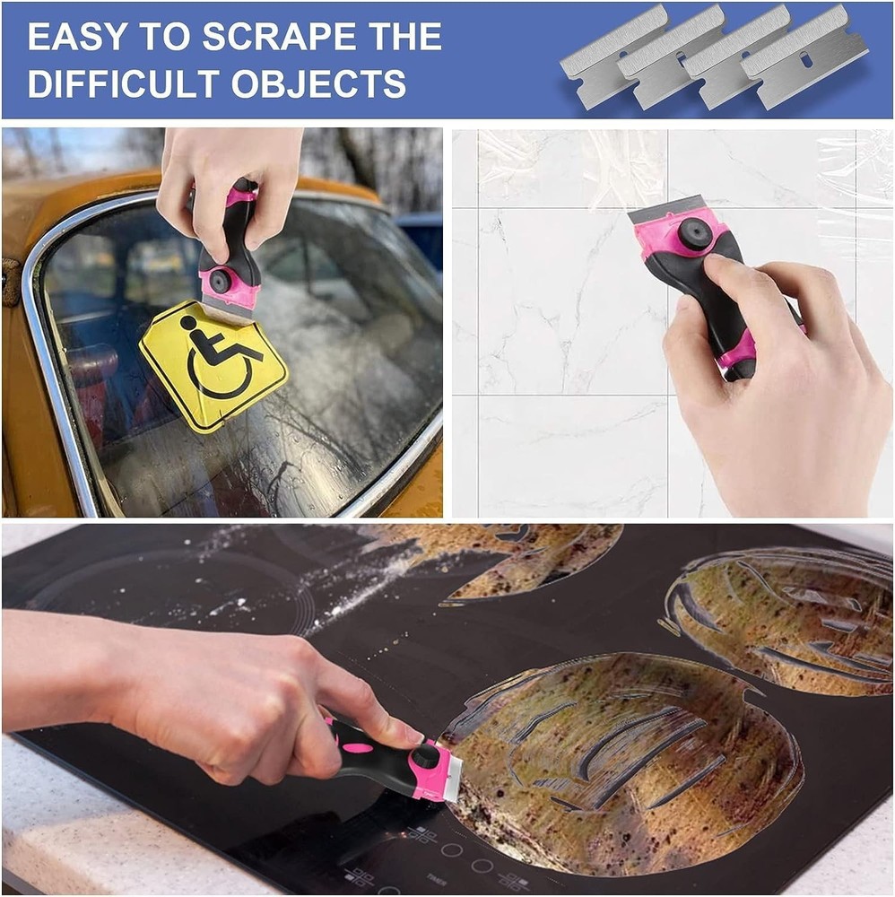 Razor Blade Scraper,Double Edged Razorblade Scraping Tool with 20Pcs Razor Blade