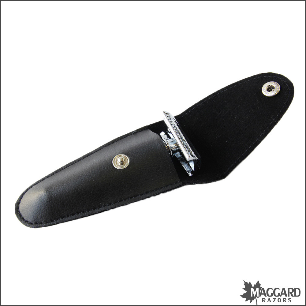 Double Edge (DE) Safety Razor Travel Case with Snap - Felt Lined
